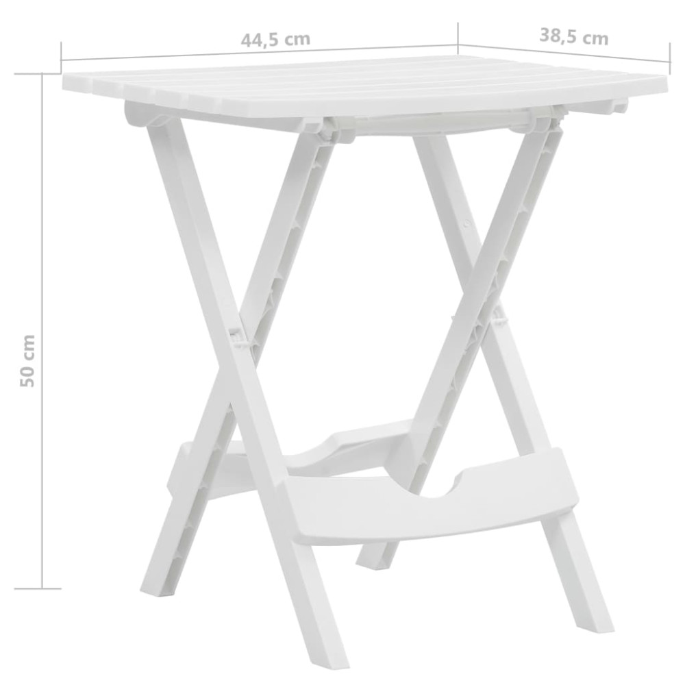 Produktbild för Hopfällbart trädgårdsbord 44,5x38,5x50 cm vit