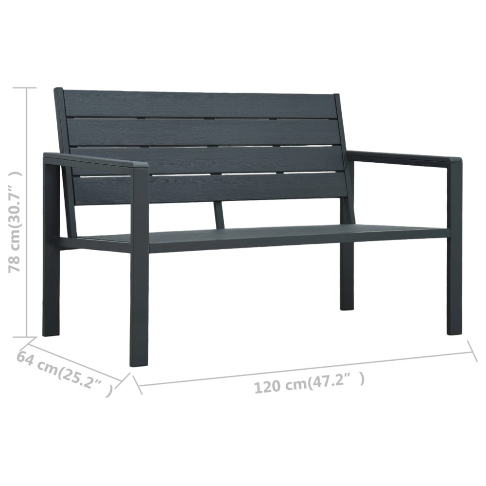 Produktbild för Trädgårdsbänk 120 cm HDPE grå träutseende