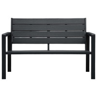 Produktbild för Trädgårdsbänk 120 cm HDPE svart träutseende