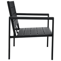 Produktbild för Trädgårdsbänk 120 cm HDPE svart träutseende