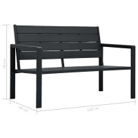 Produktbild för Trädgårdsbänk 120 cm HDPE svart träutseende