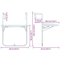 Produktbild för Balkongbord vit 60x64x83,5 cm plast konstrotting
