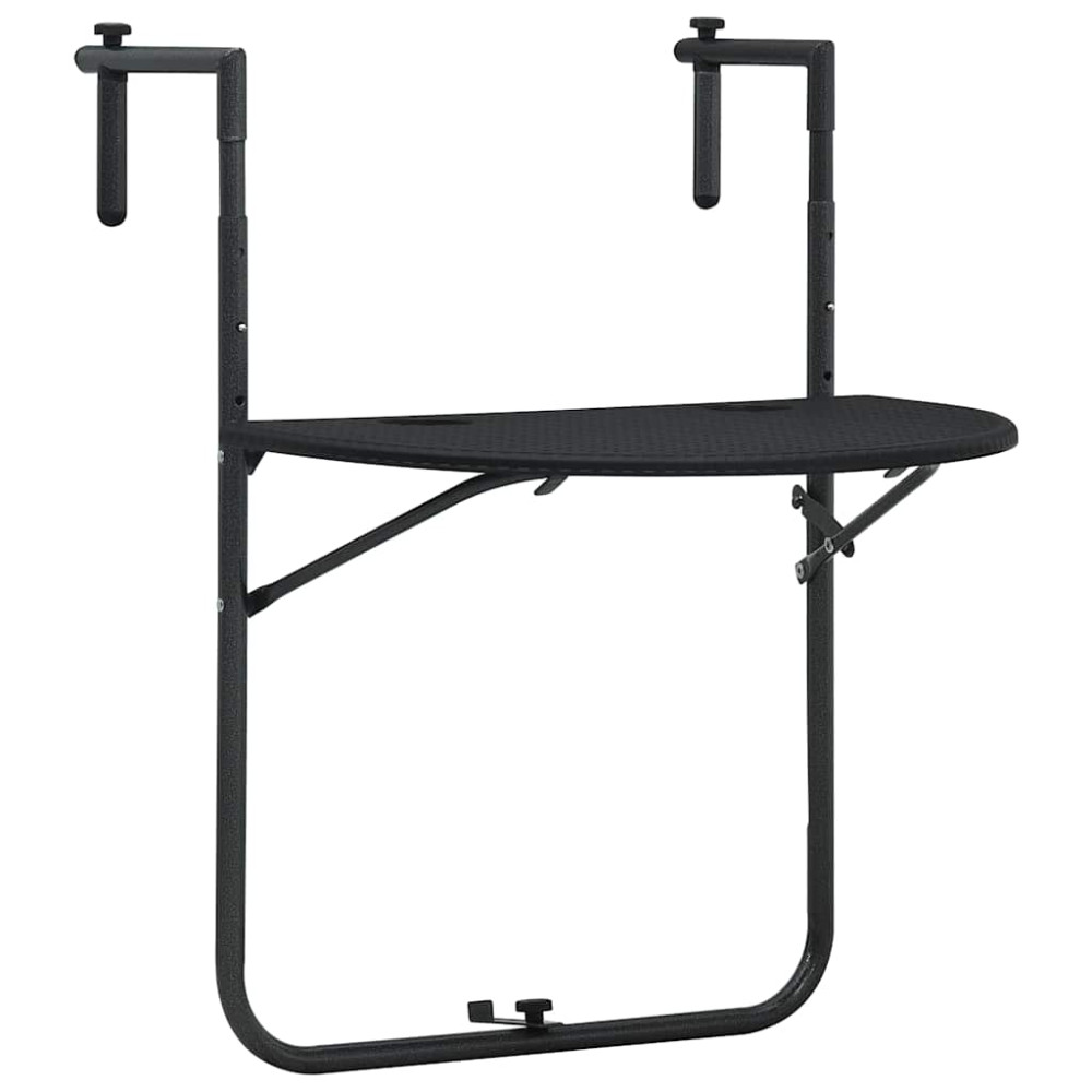 Produktbild för Balkongbord svart 60x64x83,5 cm plast konstrotting