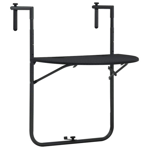 vidaXL Balkongbord svart 60x64x83,5 cm plast konstrotting