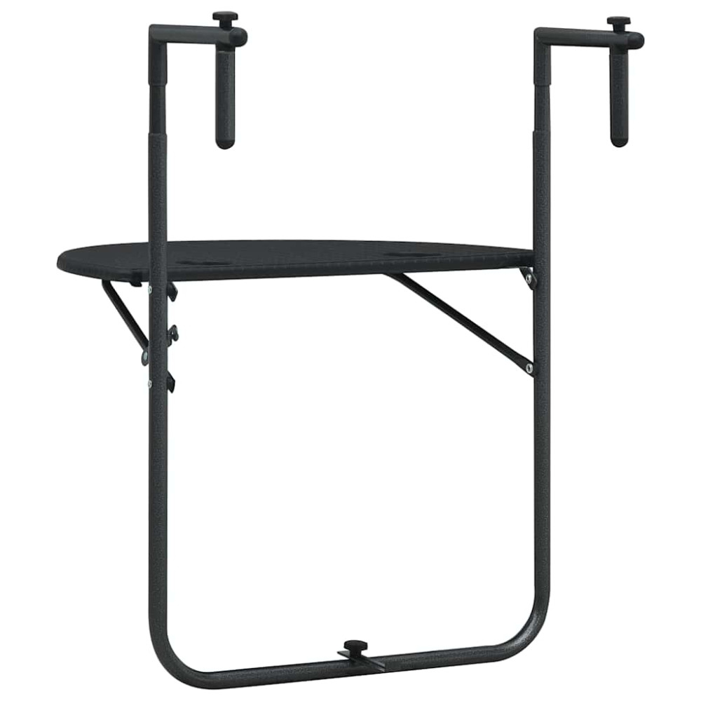 Produktbild för Balkongbord svart 60x64x83,5 cm plast konstrotting