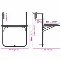 Produktbild för Balkongbord brun 60x64x83,5 cm plast konstrotting