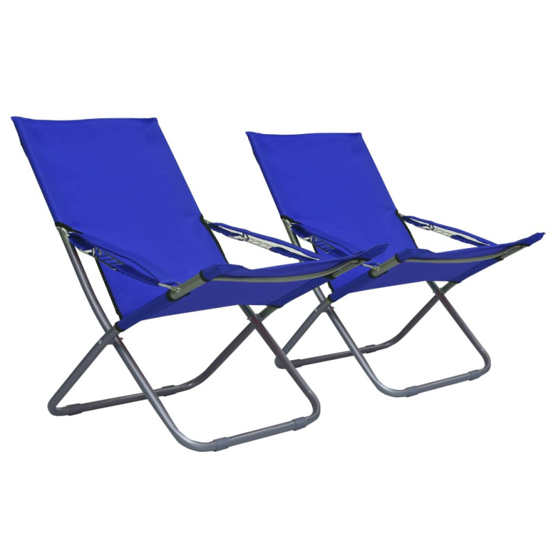 Produktbild för Hopfällbara strandstolar 2 st tyg blå