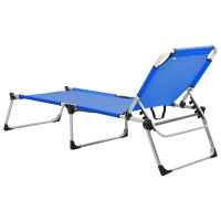 Produktbild för Extra hög solstol för seniorer hopfällbar blå aluminium