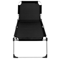 Miniatyr av produktbild för Extra hög solstol för seniorer hopfällbar svart aluminium