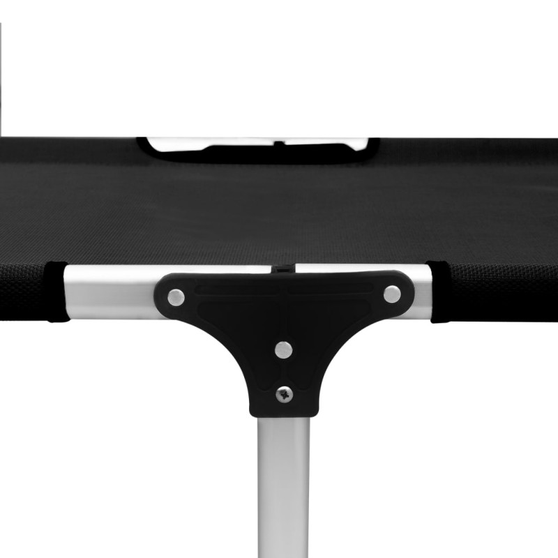 Produktbild för Extra hög solstol för seniorer hopfällbar svart aluminium