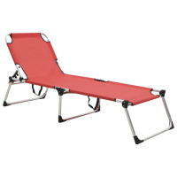Produktbild för Extra hög solstol för seniorer hopfällbar röd aluminium