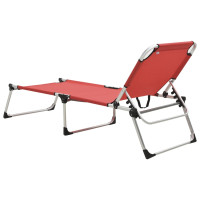 Produktbild för Extra hög solstol för seniorer hopfällbar röd aluminium