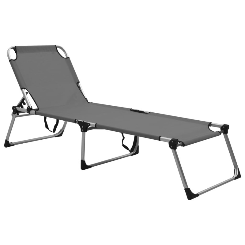 Produktbild för Extra hög solstol för seniorer hopfällbar grå aluminium