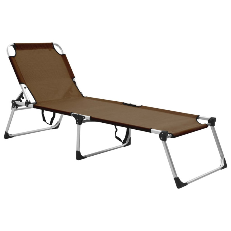 Produktbild för Extra hög solstol för seniorer hopfällbar brun aluminium