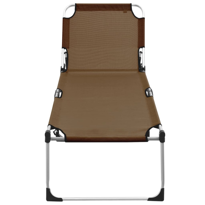 Produktbild för Extra hög solstol för seniorer hopfällbar brun aluminium
