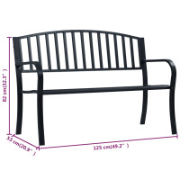 Produktbild för Trädgårdsbänk 125 cm svart stål