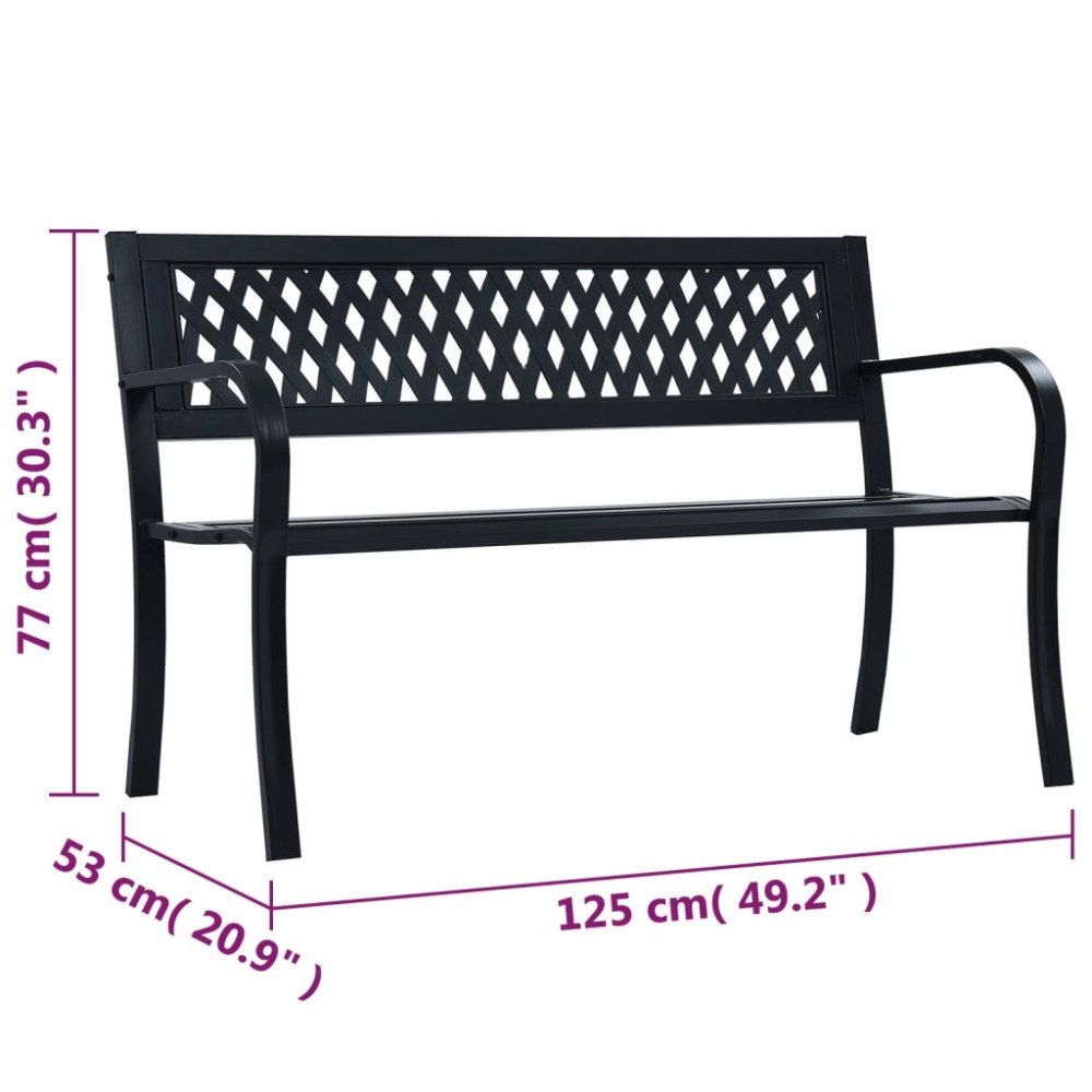 Produktbild för Trädgårdsbänk 125 cm svart stål
