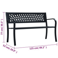 Produktbild för Trädgårdsbänk 125 cm svart stål
