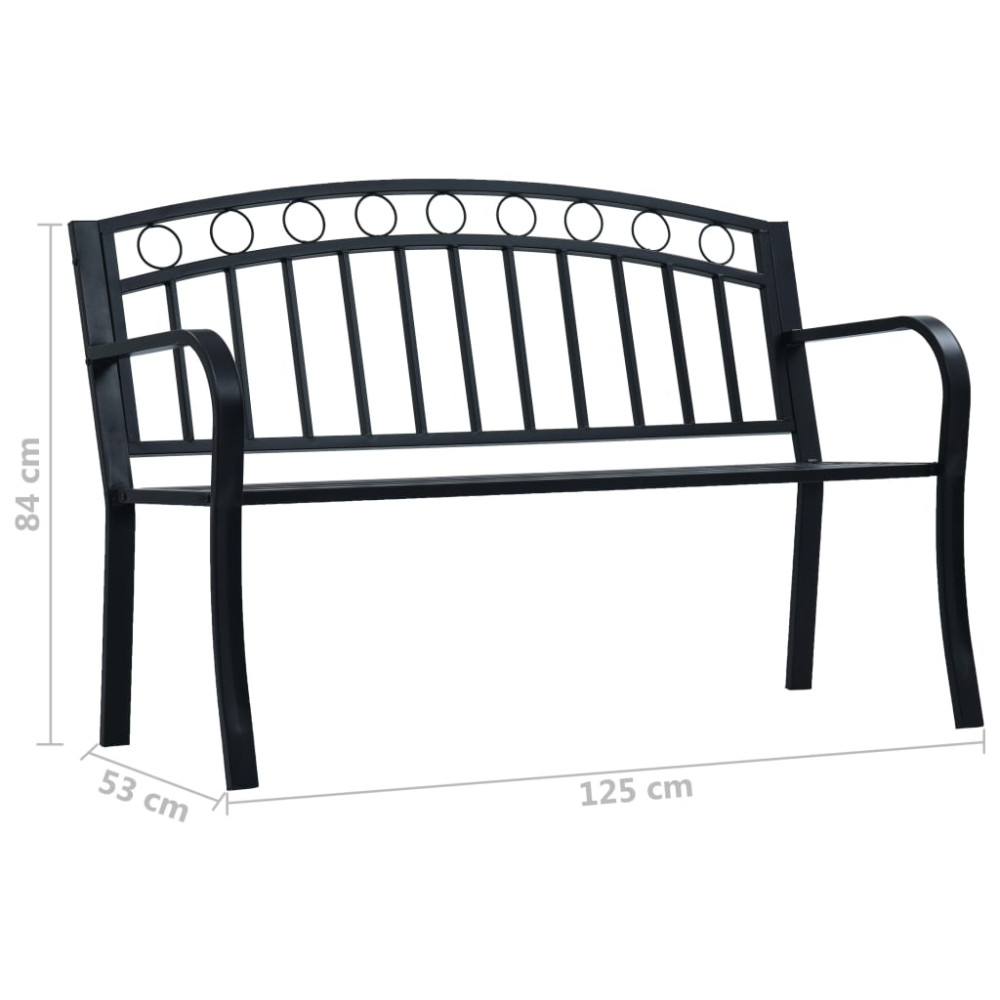 Produktbild för Trädgårdsbänk 125 cm svart stål