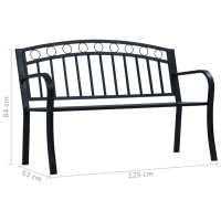 Produktbild för Trädgårdsbänk 125 cm svart stål