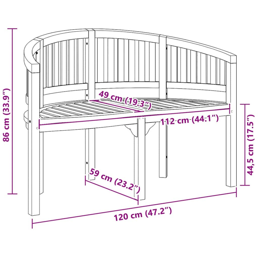 Produktbild för Bananbänk 120 cm massiv teak