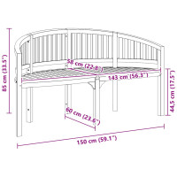 Produktbild för Bananbänk 151 cm massiv teak