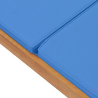 Produktbild för Solsäng med dyna massiv teak blå