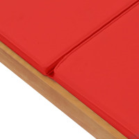 Produktbild för Solsäng med dyna massiv teak röd