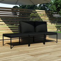 Produktbild för Loungegrupp för trädgården med dynor 3 delar svart PVC