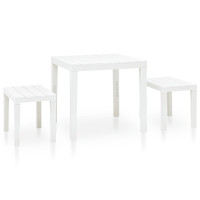 Miniatyr av produktbild för Trädgårdsbord med 2 bänkar plast vit
