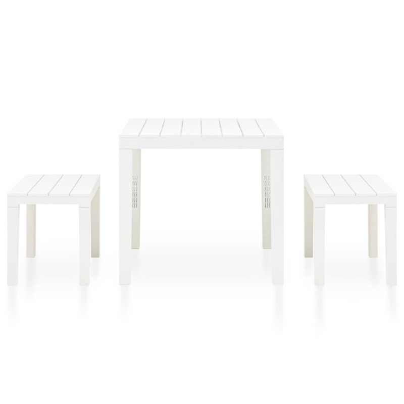 Produktbild för Trädgårdsbord med 2 bänkar plast vit