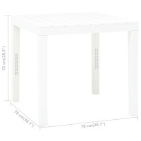 Produktbild för Trädgårdsbord vit 78x78x72 cm plast