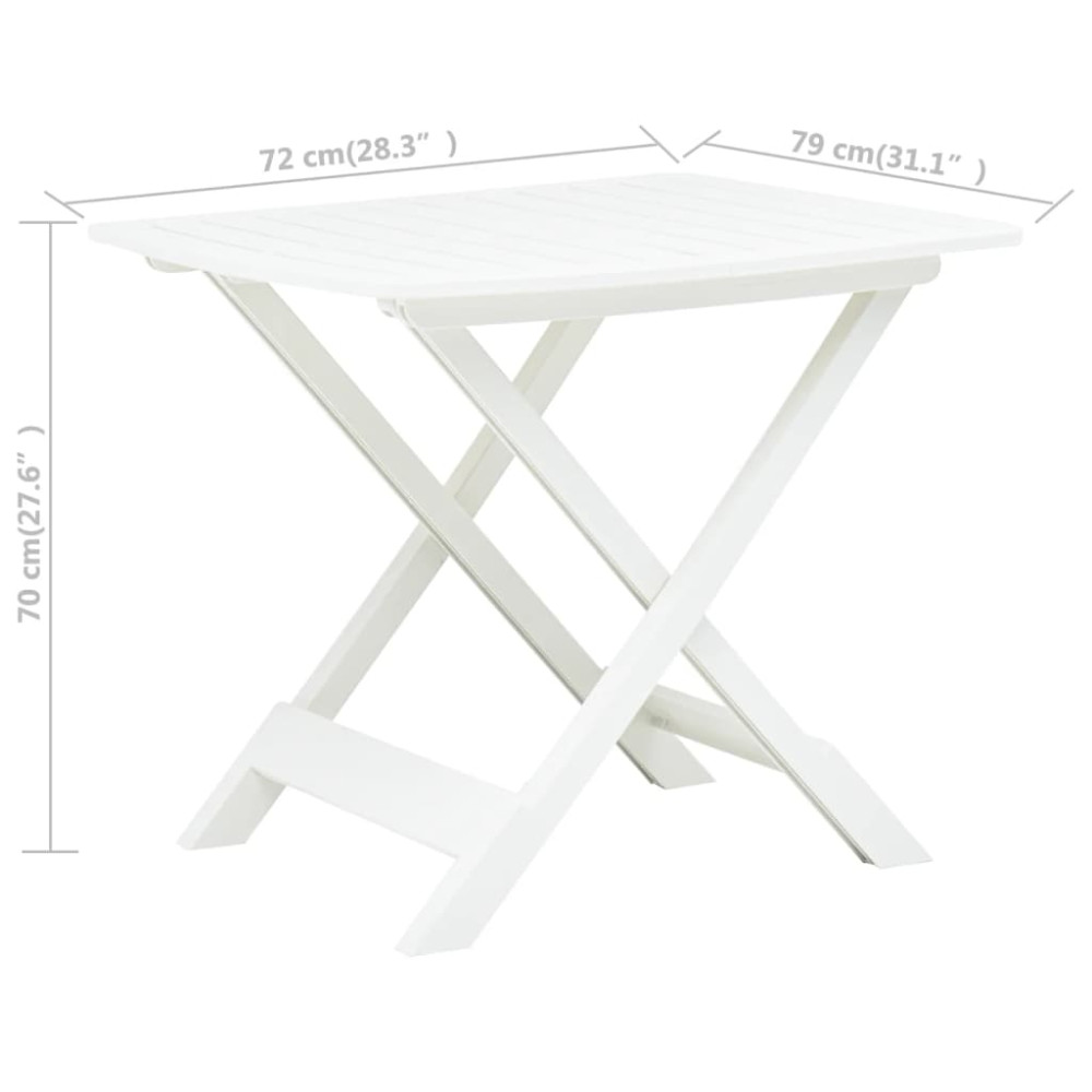 Produktbild för Hopfällbart trädgårdsbord vit 79x72x70 cm plast