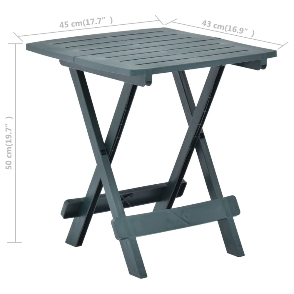 Produktbild för Hopfällbart trädgårdsbord grön 45x43x50 cm plast