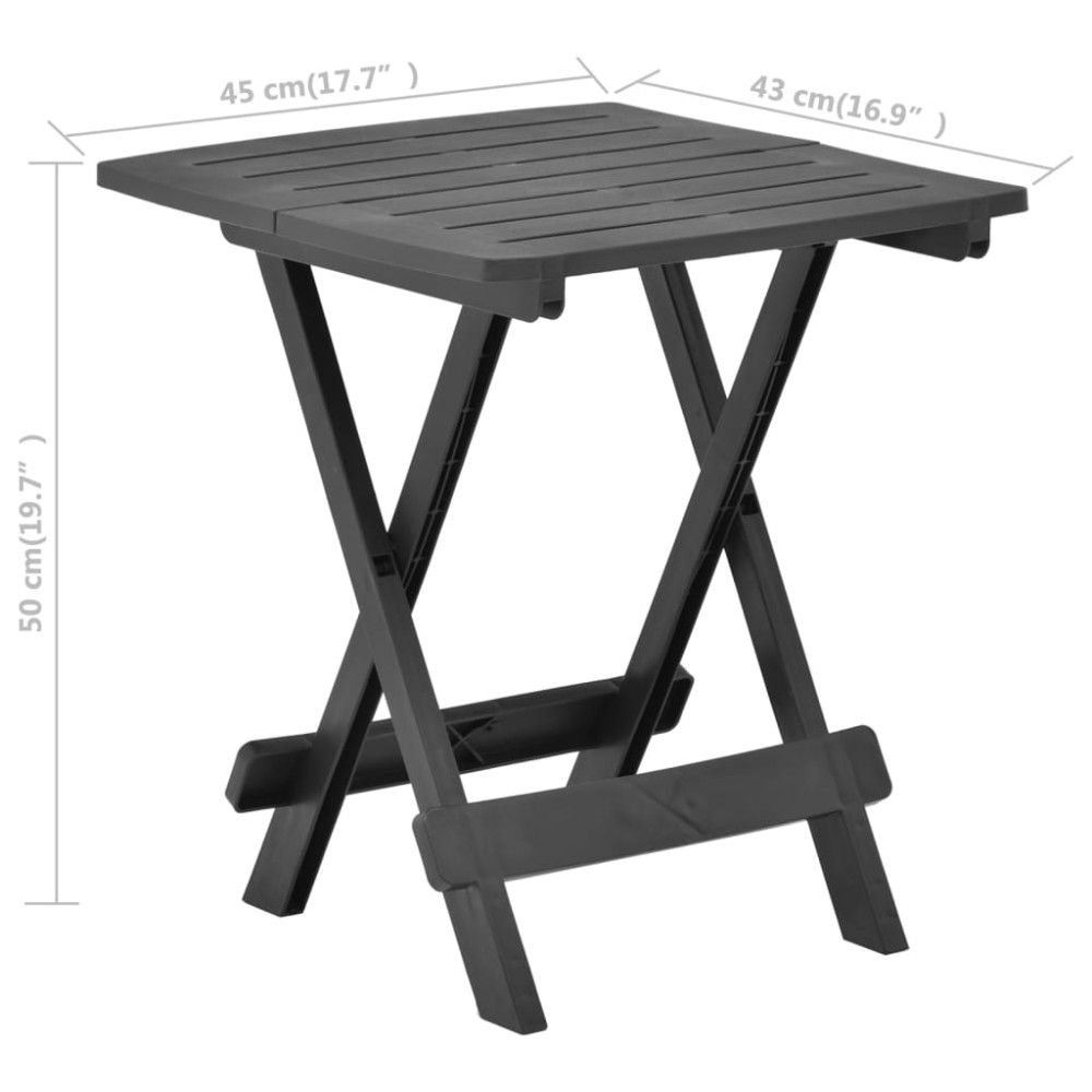 Produktbild för Hopfällbart trädgårdsbord antracit 45x43x50 cm plast