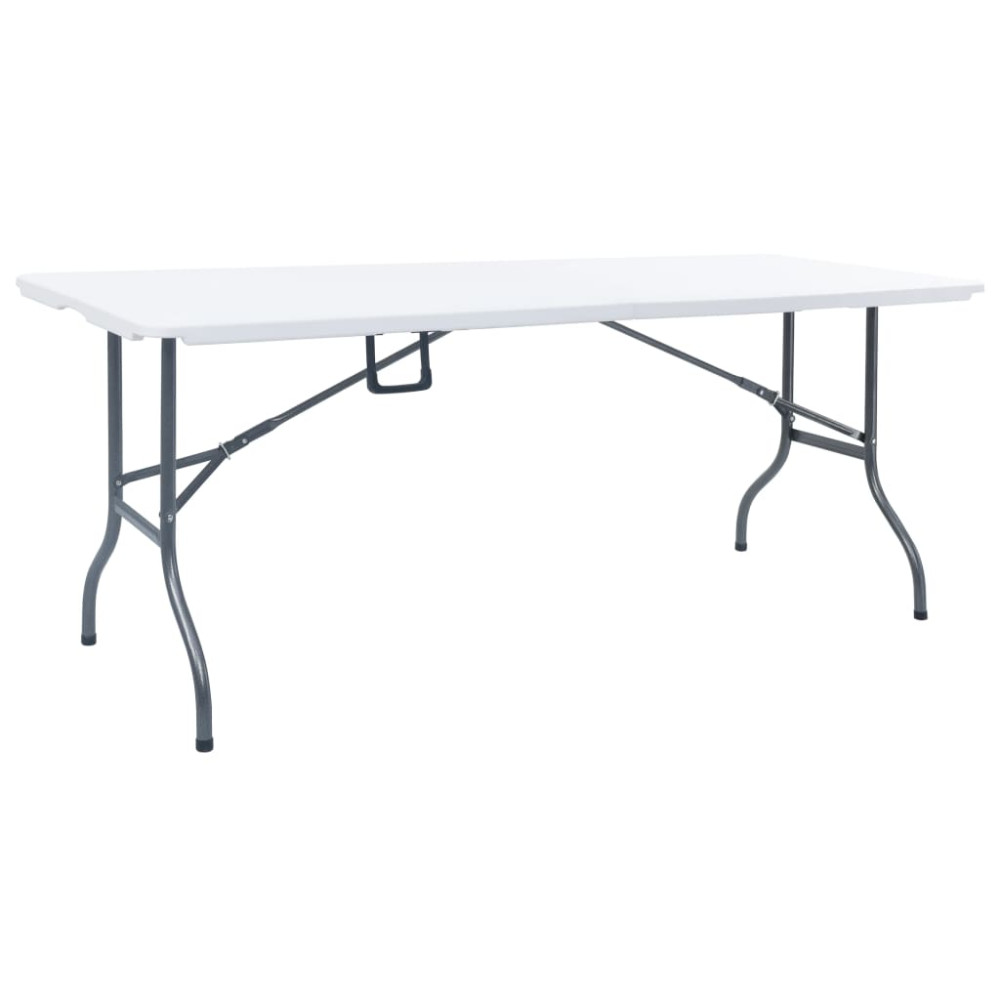 Produktbild för Hopfällbart trädgårdsbord vit 180x72x72 cm HDPE