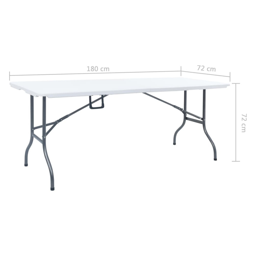 Produktbild för Hopfällbart trädgårdsbord vit 180x72x72 cm HDPE