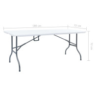 Produktbild för Hopfällbart trädgårdsbord vit 180x72x72 cm HDPE