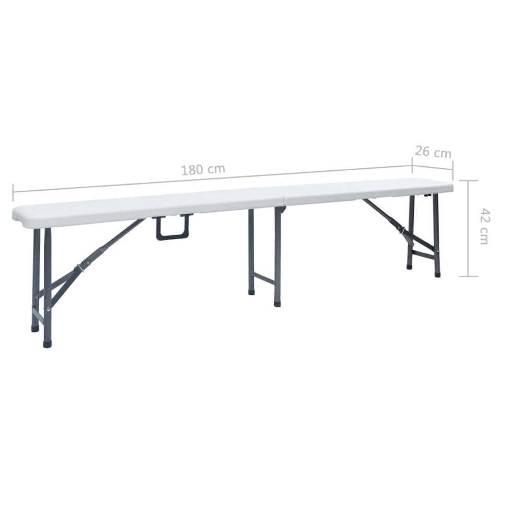 Produktbild för Hopfällbara trädgårdsbänkar 2 st 180 cm HDPE vit