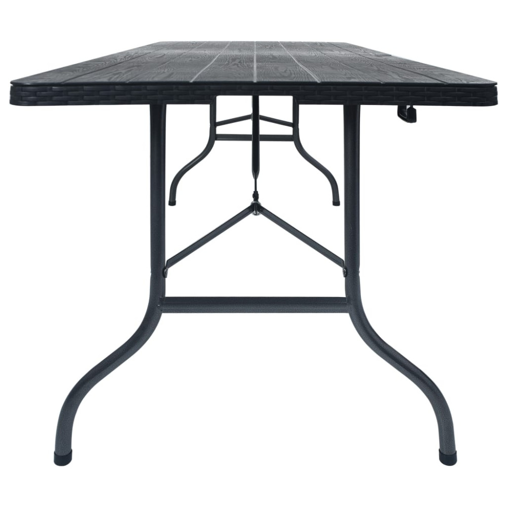 Produktbild för Hopfällbart trädgårdsbord svart 180x75x72 cm HDPE konstrotting