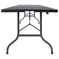 Produktbild för Hopfällbart trädgårdsbord svart 180x75x72 cm HDPE konstrotting