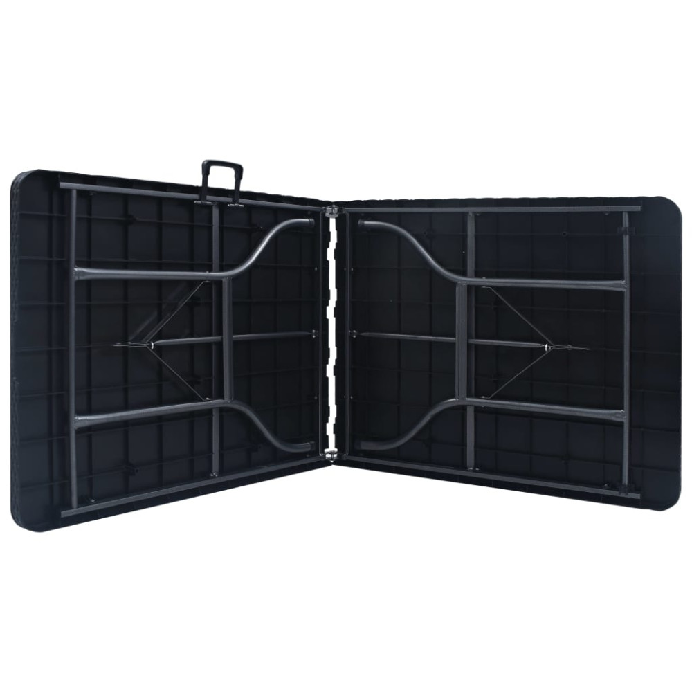 Produktbild för Hopfällbart trädgårdsbord svart 180x75x72 cm HDPE konstrotting