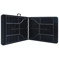 Produktbild för Hopfällbart trädgårdsbord svart 180x75x72 cm HDPE konstrotting