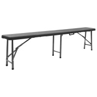 Produktbild för Hopfällbara trädgårdsbänkar 2 st 180 cm HDPE svart