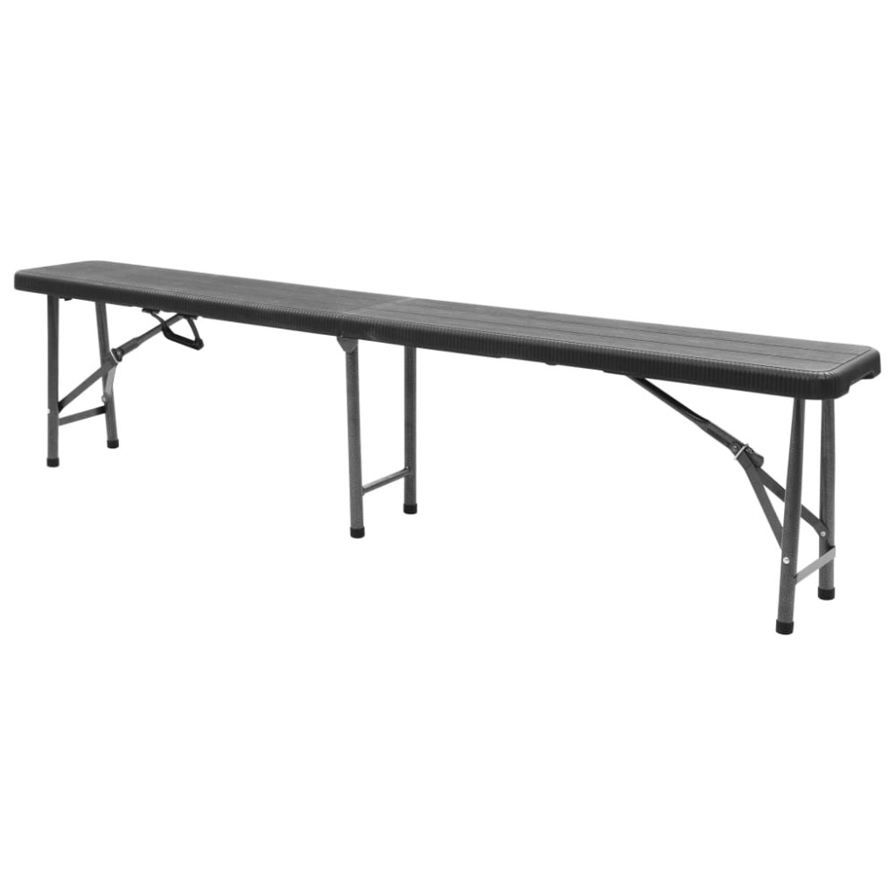 Produktbild för Hopfällbara trädgårdsbänkar 2 st 180 cm HDPE svart