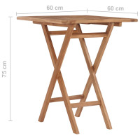 Produktbild för Hopfällbart trädgårdsbord 60x60x75 cm massivt teakträ