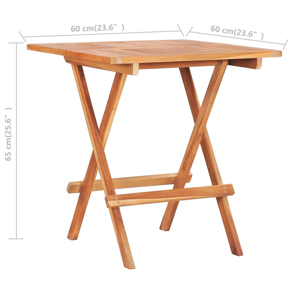 Produktbild för Hopfällbart cafébord 60x60x65 cm massiv teak
