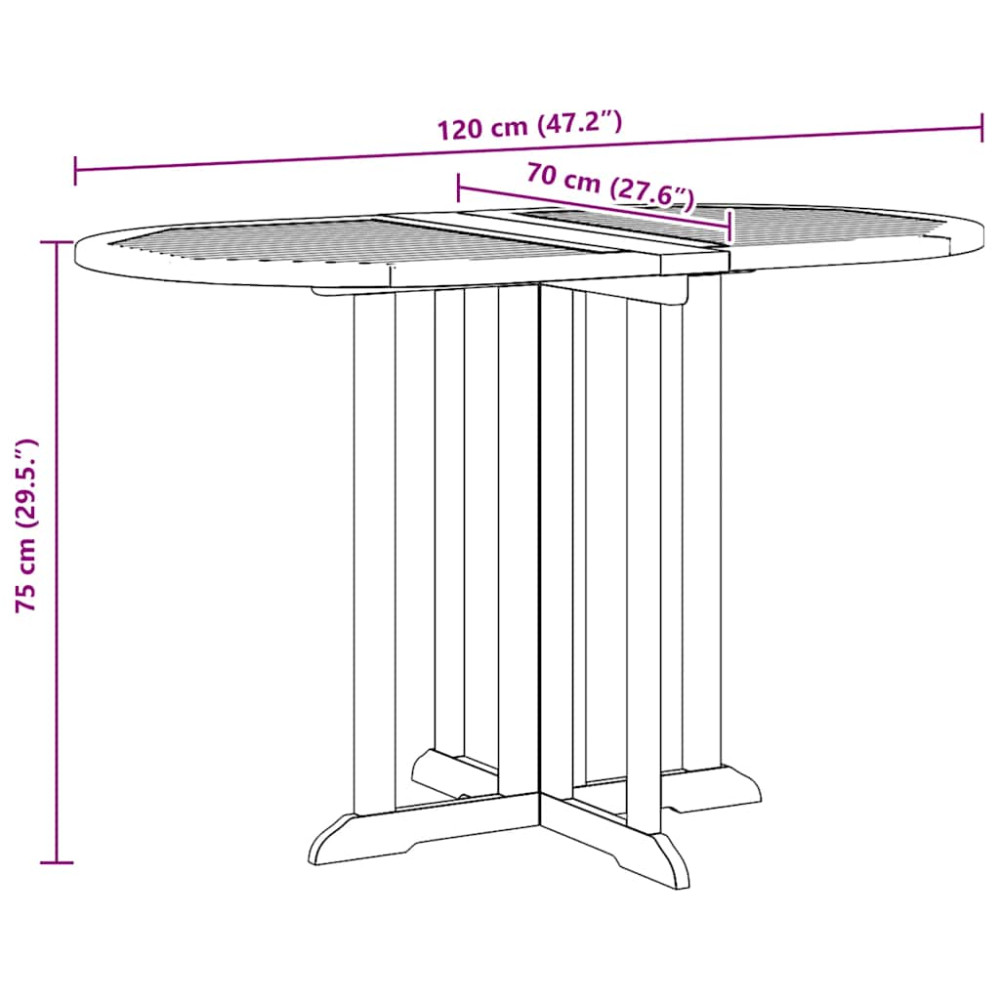 Produktbild för Hopfällbart trädgårdsbord 120x70x75 cm massiv teak
