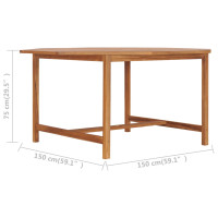 Produktbild för Trädgårdsbord 150x150x75 cm massiv teak