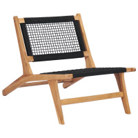 Produktbild för Trädgårdsstol med fotpall massiv teak och rep
